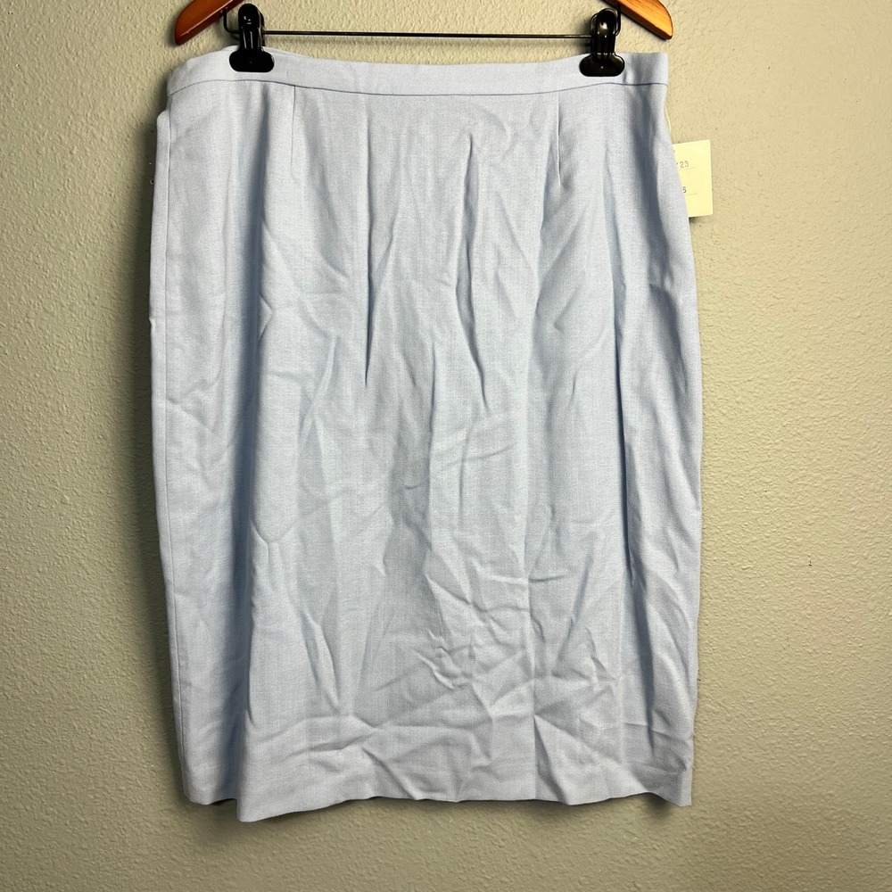 Barrie Pace Wool Pencil Skirt Career Office Wear Mature Classic Lined Blue Sz 16